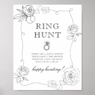 Poster  Black and White Ring Hunt Bridal Shower Game