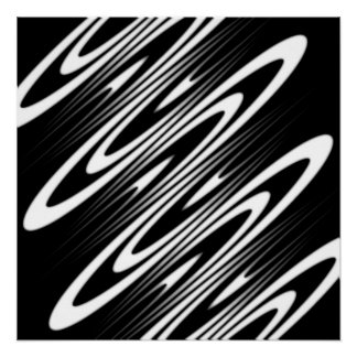 Pôster black and white smooth organic wavy pattern