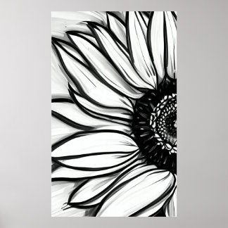 Poster Black And White Sunflower