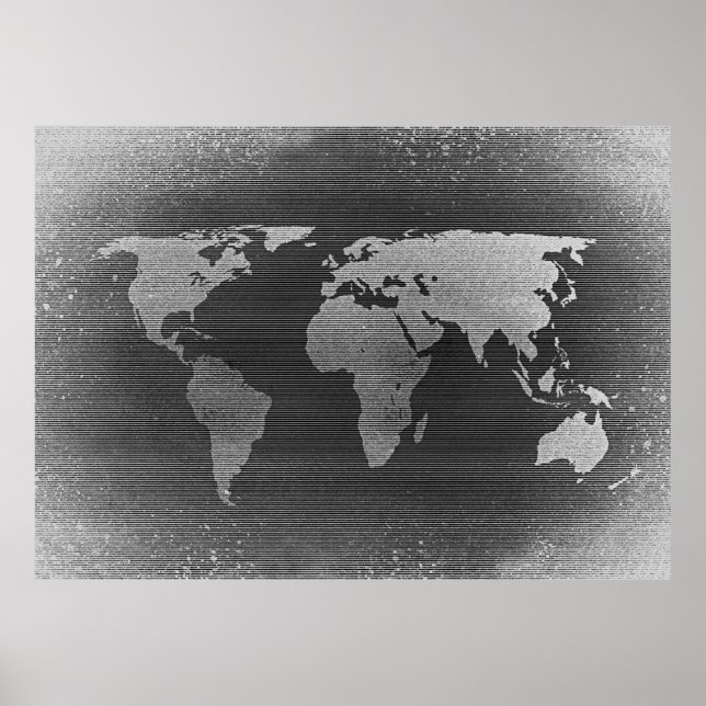 Poster Black and white world map (Frente)