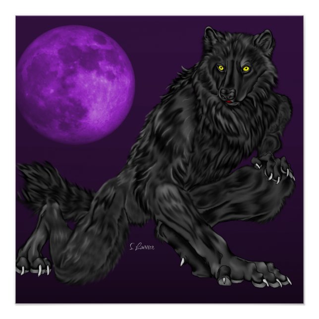 Pôster Black Anthro Werewolf (Frente)