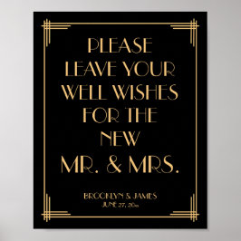 Poster Black Art Deco Gatsby Guestbook Sinal 8x10