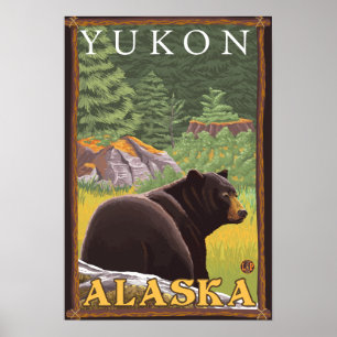 Poster Black Bear in Forest - Yukon, Alaska