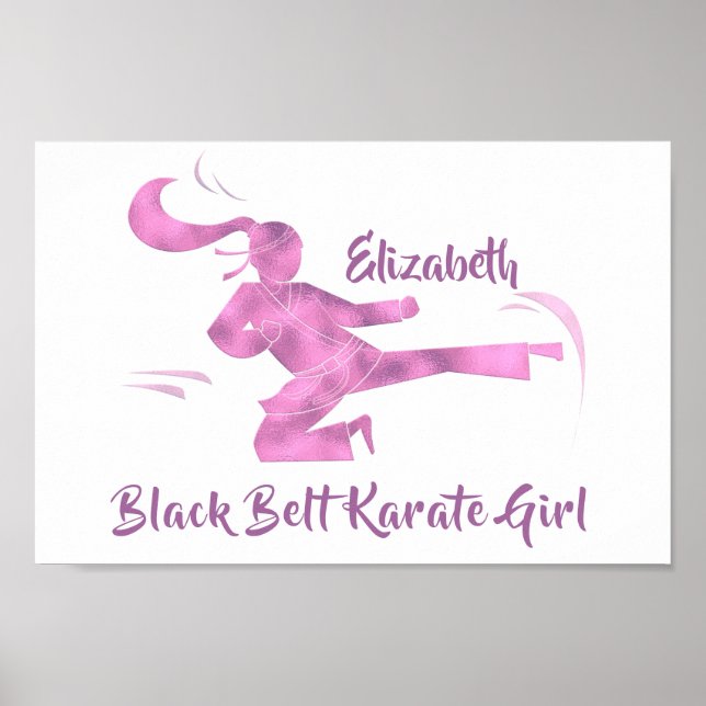 Poster Black Belt Karate Girl Pink Purple Modern Chic (Frente)