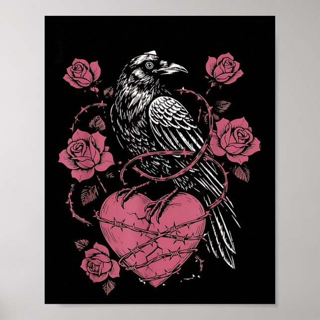 Poster Black Bird F-caw-f Funny Valentines Day  (Frente)