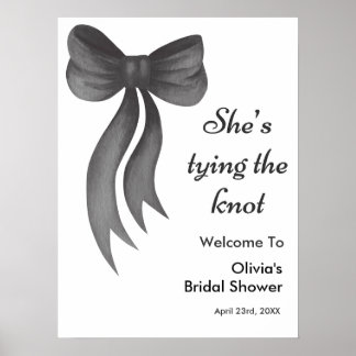 Poster Black Bow She's Tying the Knot Bridal Shower