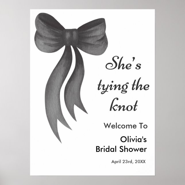 Poster Black Bow She's Tying the Knot Bridal Shower  (Frente)