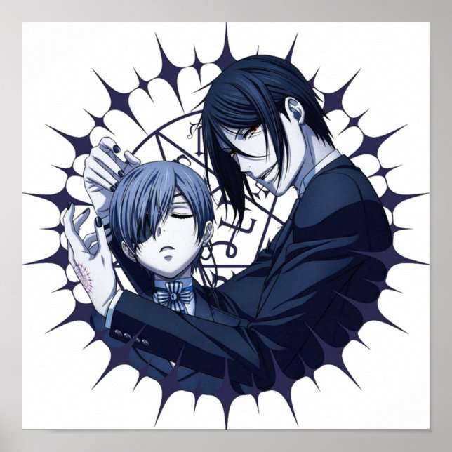 Poster Black Butler Sebastian e Ciel Pentagram (Frente)