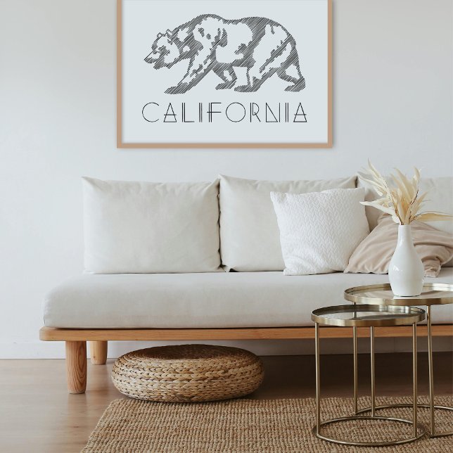 Poster Black California Grizzly Bear Typography Art Print (Criador carregado)