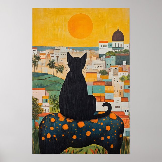 Poster Black Cat and Beatiful City  (Frente)