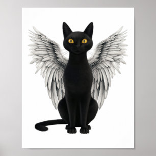 Poster Black Cat Angel Wings