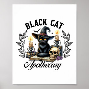Poster Black Cat Apothecary Dia de as Bruxas engraçado Wi