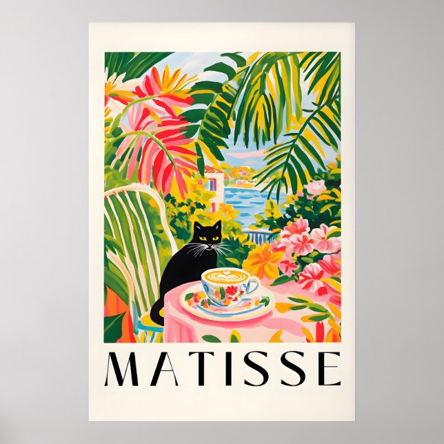 Poster Black Cat Coffee Print Henri Matisse Style Kitchen (Frente)
