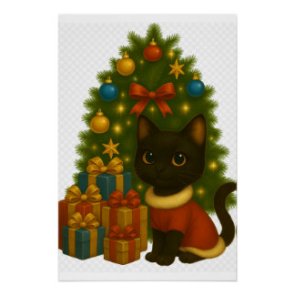 Pôster “Black Cat Emi and the Christmas Tree”