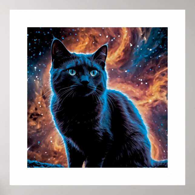 Poster Black cat in space (Frente)