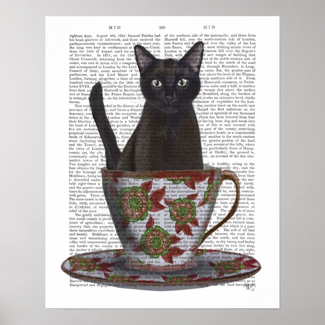 Poster Black Cat in Teacup (Frente)