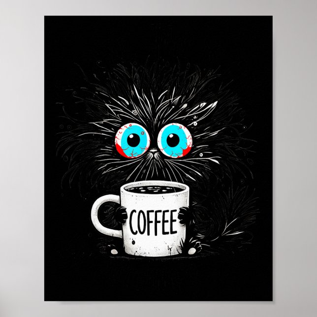 Poster Black Cat Its Fine Im Fine Everything Is Fine Funn (Frente)