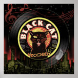 Poster Black Cat LP Art Deco<br><div class="desc">Você é o gato mais legal por aí? Pensamos que sim! .. e criou a última afirmação em humor e música. Sleek e esperto, nossa combinação de gata misteriosa e etiqueta de música suave terá todos seus amigos se perguntando onde você conseguiu... pegue um pouco de frieza com esse design...</div>