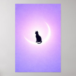 Poster Black Cat Moon Wall Art – Lavender Bedroom Decor