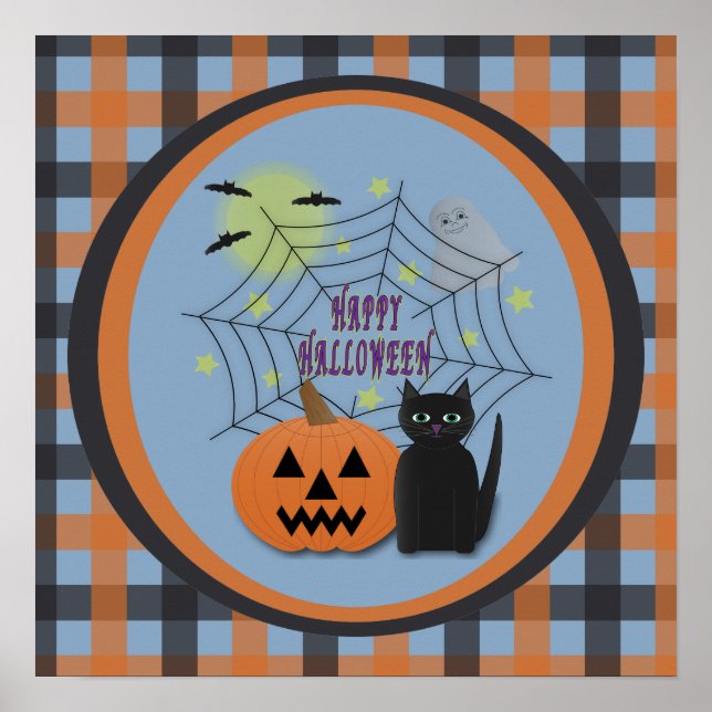 Poster Black Cat & Pumpkin Not Scary Halloween (Frente)