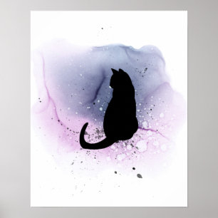 Poster Black Cat Silhouette Wall Décor