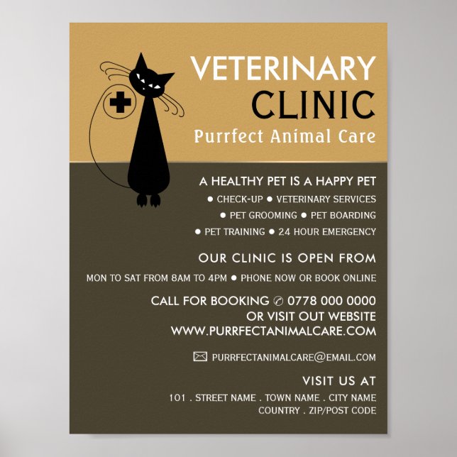 Poster Black Cat, Veterinarian, Serviço Veterinário (Frente)
