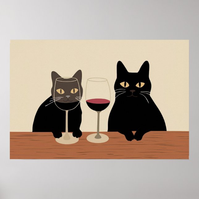 Poster Black Cat Wine Lover  (Frente)