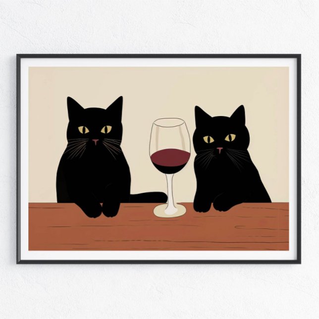 Poster Black Cats and Red Wine Minimalist  (Criador carregado)