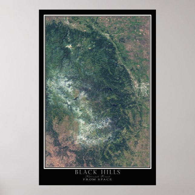 Poster Black Colinas National Forest South Dakota Satelli (Frente)