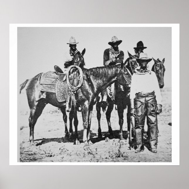 Pôster Black Cowboys em Bonham, Texas, c.1890 (foto de b/ (Frente)