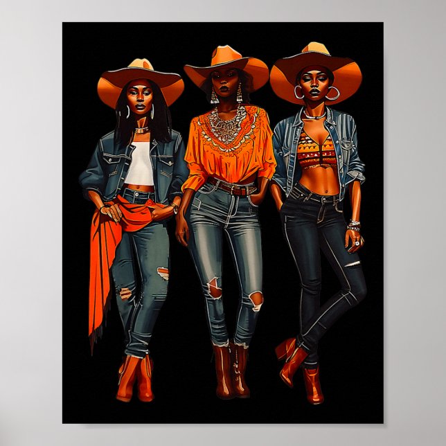 Poster Black Cowgirl Western Rodeo Melanin (Frente)