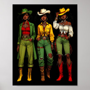 Poster Black Cowgirl Western Rodeo Melanin Juneteten Bla