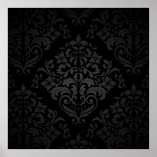 Pôster Black Damask Canvas Print