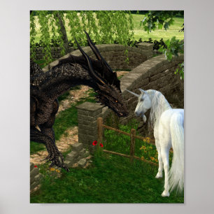 Poster Black Dragon encontra Unicorn Fantasy