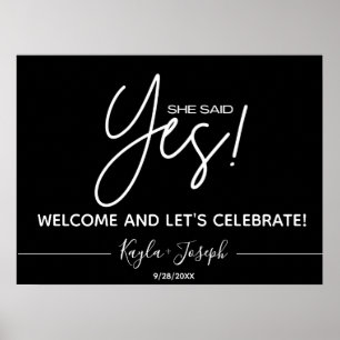 Poster Black Ela disse Sim Noivado Sinal de boas-vindas