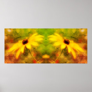 Poster Black Eyed Susan Daisy Abstrato Distante