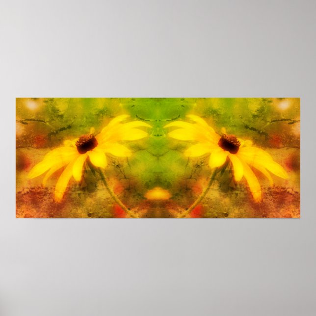 Poster Black Eyed Susan Daisy Abstrato Distante (Frente)