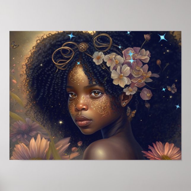 Poster Black Fairy Princess Fantasy Art  (Frente)