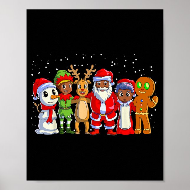 Poster Black Family Christmas Afro African American Santa (Frente)