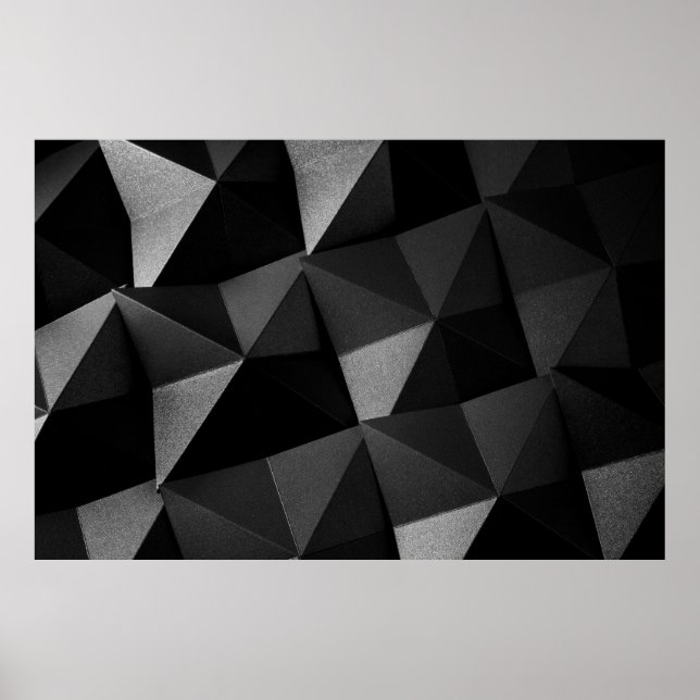 Poster Black folded textured paper abstract shiny origami (Frente)