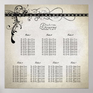 Poster Black Funky Stone Luzes e Espirais Mapa de Assento