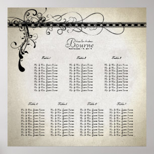 Poster Black Funky Stone Luzes e Espirais Mapa de Assento
