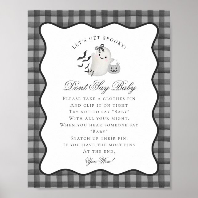 Poster Black Gingham Little Boo Ghost Dont Say Baby Game (Frente)