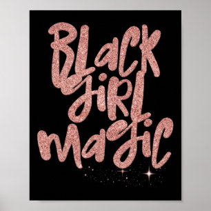 Poster Black Girl Magic Pink Stars Afro Black Queen Melan