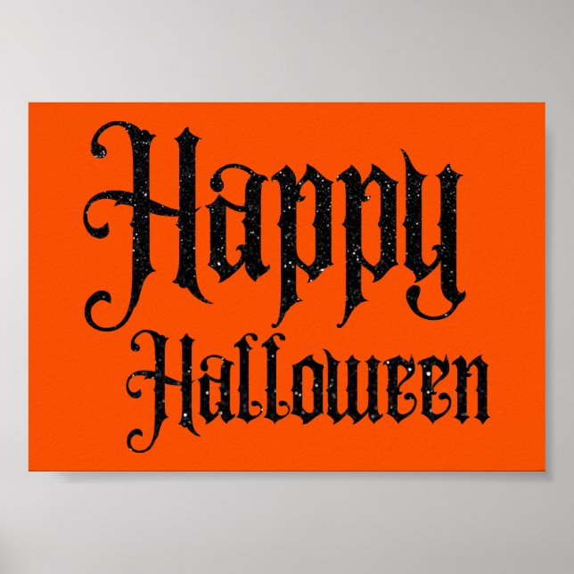 Poster Black Glitter Happy Halloween (Frente)