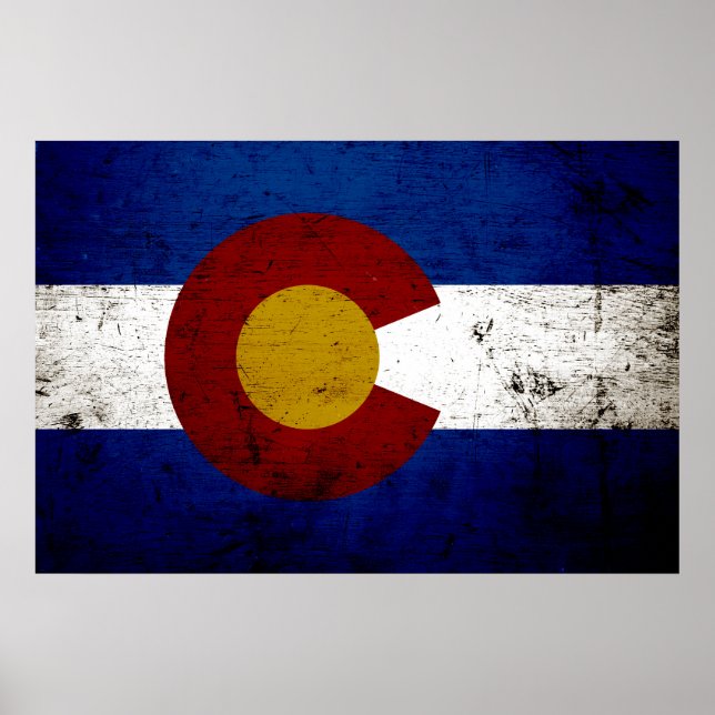 Pôster Black Grunge Colorado State Flag (Frente)