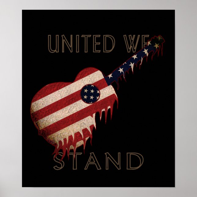 Poster - Black - Guitar American Flag - Black (Frente)