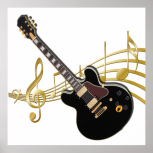 Poster Black Guitar Music