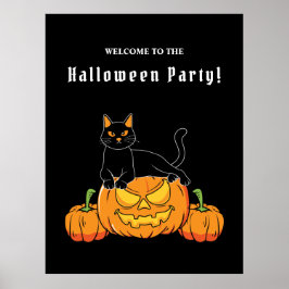 Poster Black Halloween "Cat And Pumpkin"