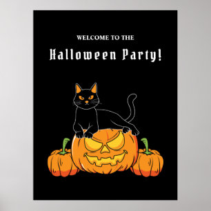 Poster Black Halloween "Cat And Pumpkin"